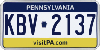 PA license plate KBV2137
