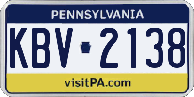 PA license plate KBV2138