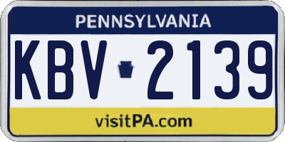 PA license plate KBV2139
