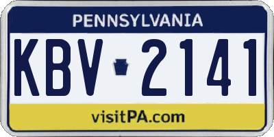 PA license plate KBV2141