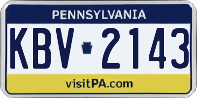 PA license plate KBV2143