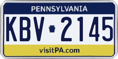 PA license plate KBV2145