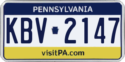 PA license plate KBV2147