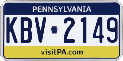 PA license plate KBV2149