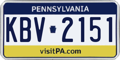 PA license plate KBV2151