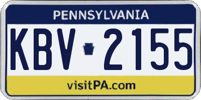 PA license plate KBV2155