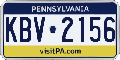 PA license plate KBV2156