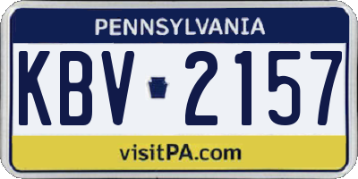PA license plate KBV2157