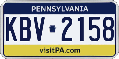 PA license plate KBV2158