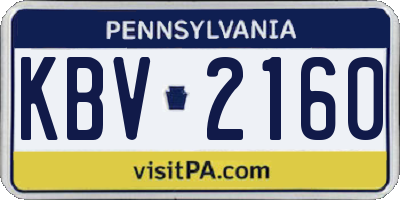 PA license plate KBV2160
