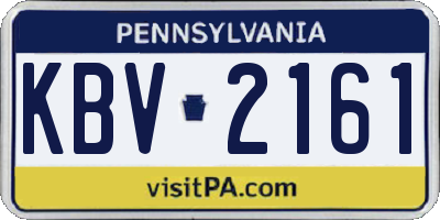 PA license plate KBV2161