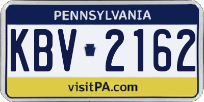 PA license plate KBV2162