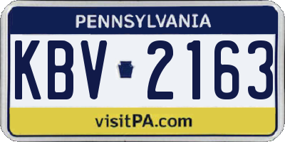 PA license plate KBV2163