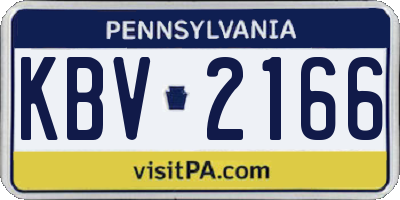 PA license plate KBV2166