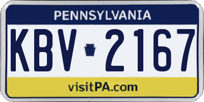 PA license plate KBV2167