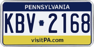 PA license plate KBV2168