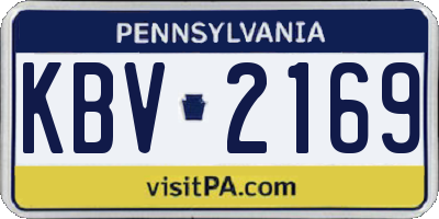 PA license plate KBV2169
