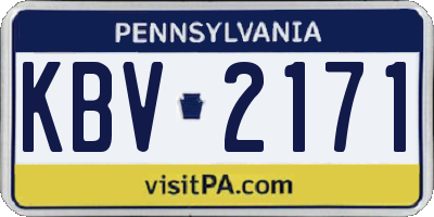 PA license plate KBV2171
