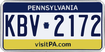 PA license plate KBV2172