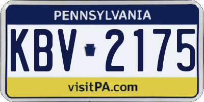 PA license plate KBV2175