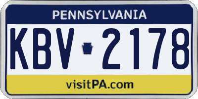 PA license plate KBV2178