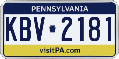 PA license plate KBV2181