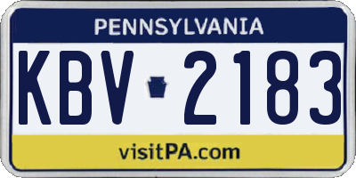 PA license plate KBV2183