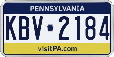 PA license plate KBV2184