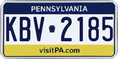 PA license plate KBV2185