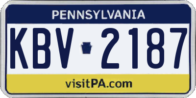 PA license plate KBV2187