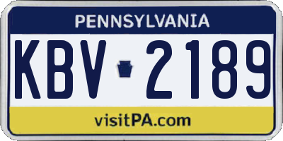 PA license plate KBV2189