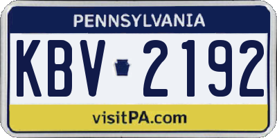 PA license plate KBV2192