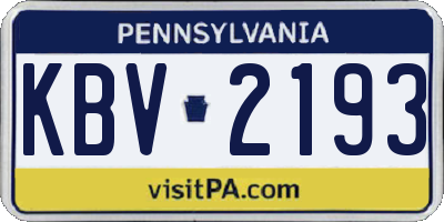 PA license plate KBV2193