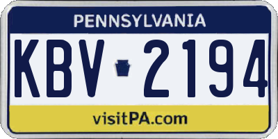 PA license plate KBV2194
