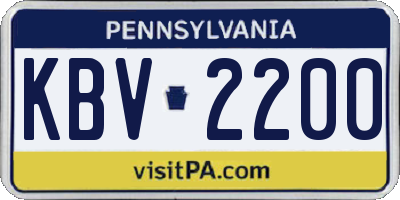 PA license plate KBV2200