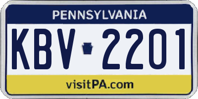 PA license plate KBV2201