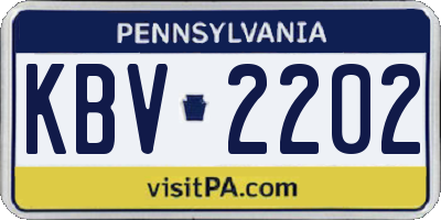 PA license plate KBV2202