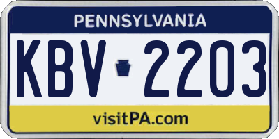 PA license plate KBV2203