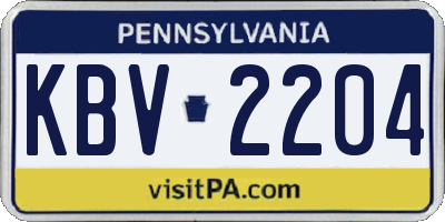 PA license plate KBV2204