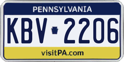 PA license plate KBV2206
