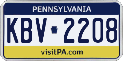 PA license plate KBV2208