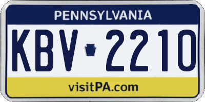 PA license plate KBV2210