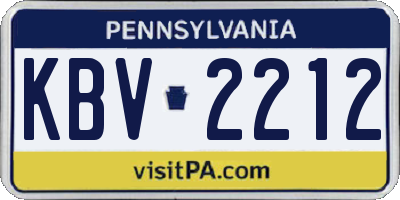 PA license plate KBV2212