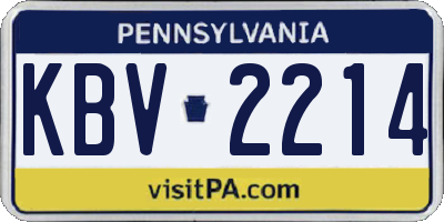 PA license plate KBV2214