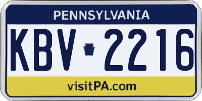 PA license plate KBV2216