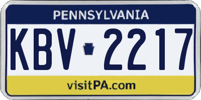 PA license plate KBV2217