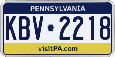 PA license plate KBV2218