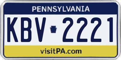 PA license plate KBV2221
