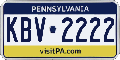 PA license plate KBV2222