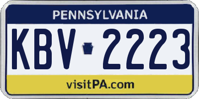 PA license plate KBV2223